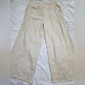 Sienna Sky Linen Blend Pull On Elastic Waistband Pants- Size Lg Beige